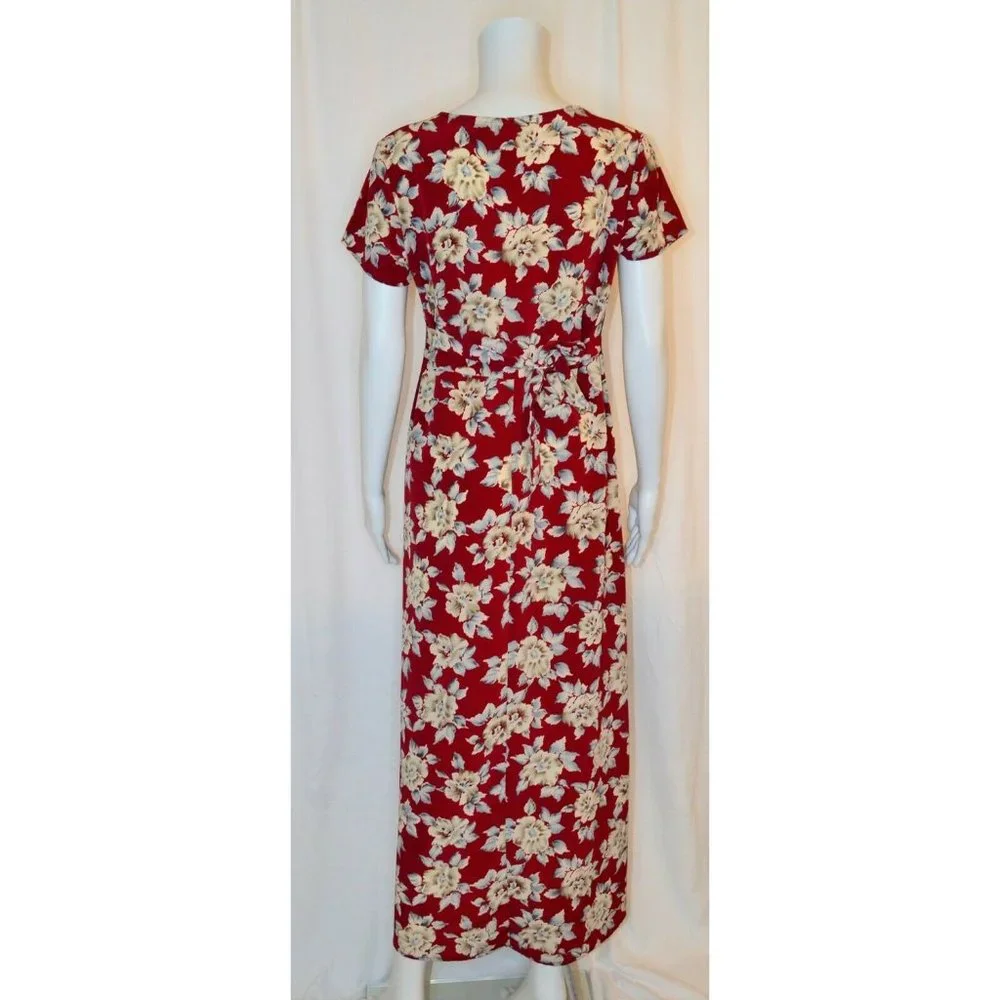 VTG 90’s Jonathan Martin Romantic Floral Short Sleeve Maxi Dress Size 9 (Sm-Med)